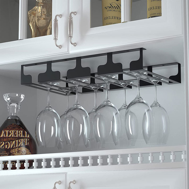 Metalni viseći držač za čaše vina – moderni minimalistički stil, bez bušenja, s nosačem za vješanje, težina 623 g