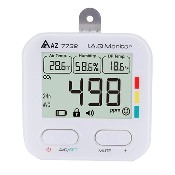AZ7732 Вътрешен монитор за качество на въздуха с CO2, температура и влажност, антикрадба