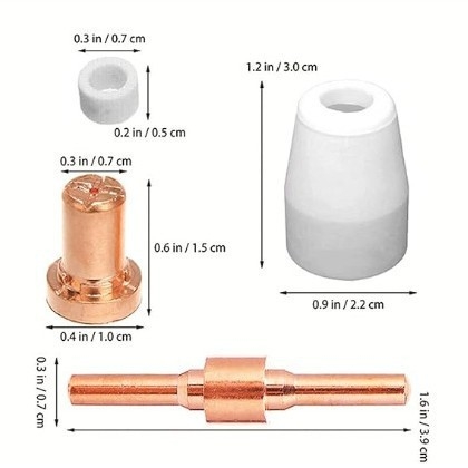 40A plazma elektróda és vágócsúcs készlet – PT-31, levegőplazma vágás, MIG120-hoz kompatibilis