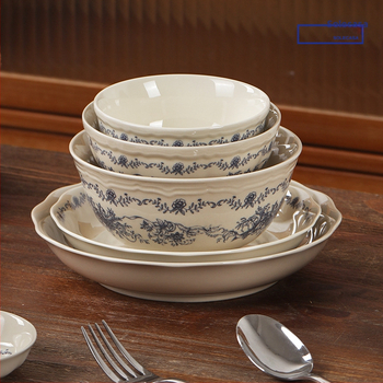 Blue Mist cvjetni uzorak, porcelan, retro stil, okrugli oblik, mikrovalna pećnica