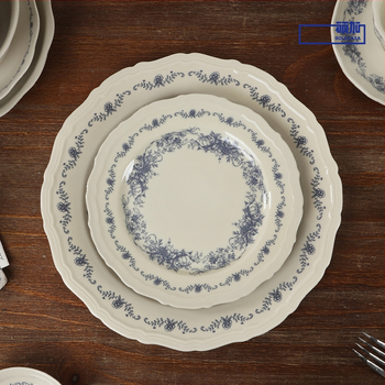 Blue Mist cvjetni uzorak, porcelan, retro stil, okrugli oblik, mikrovalna pećnica