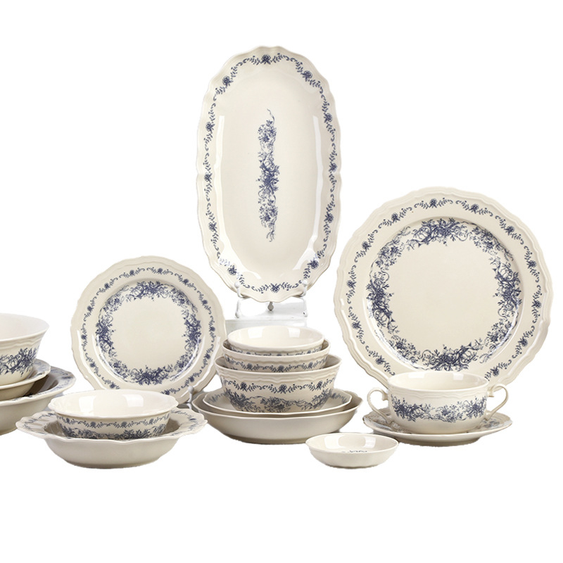 Blue Mist cvjetni uzorak, porcelan, retro stil, okrugli oblik, mikrovalna pećnica
