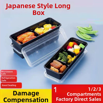 Jednokratni tanjur s tri odjeljka za umak za roštilj, japanskog stila dugački prilog, kutija za sushi za ponijeti