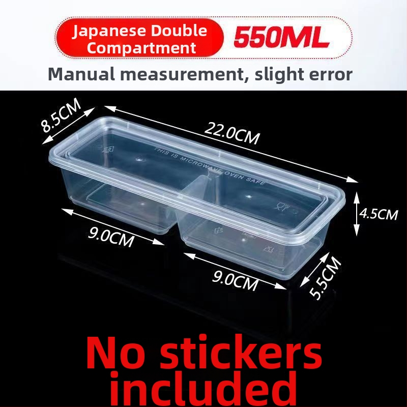 Jednokratni tanjur s tri odjeljka za umak za roštilj, japanskog stila dugački prilog, kutija za sushi za ponijeti