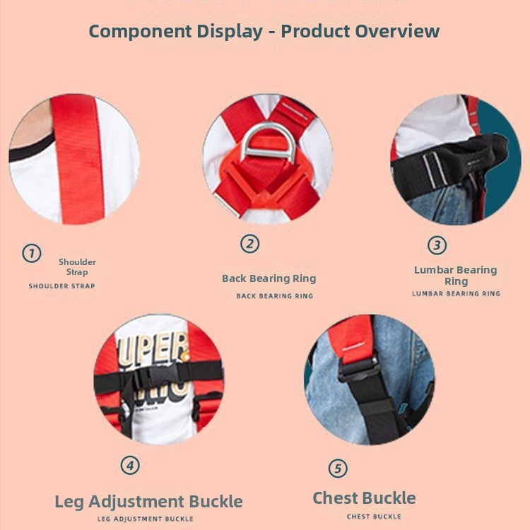 Deti bezpečnostný pás na vnútorné lezenie – kompletný pás cez telo, polyesterový pás a lano, nosnosť 15 kN, dĺžka lana akákoľvek veľkosť, ochrana proti pádu z výšky