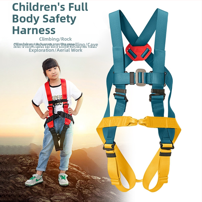 Deti bezpečnostný pás na vnútorné lezenie – kompletný pás cez telo, polyesterový pás a lano, nosnosť 15 kN, dĺžka lana akákoľvek veľkosť, ochrana proti pádu z výšky