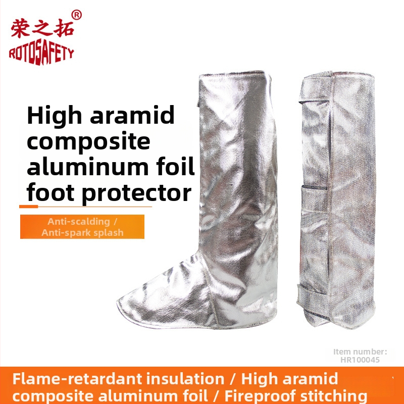 Chránič nohy z hliníkovej fólie pre vysoké teploty, ohňovzdorný a plameňochranný, ochrana proti striekajúcem kovom pri výrobe, predĺžený chránič nohy