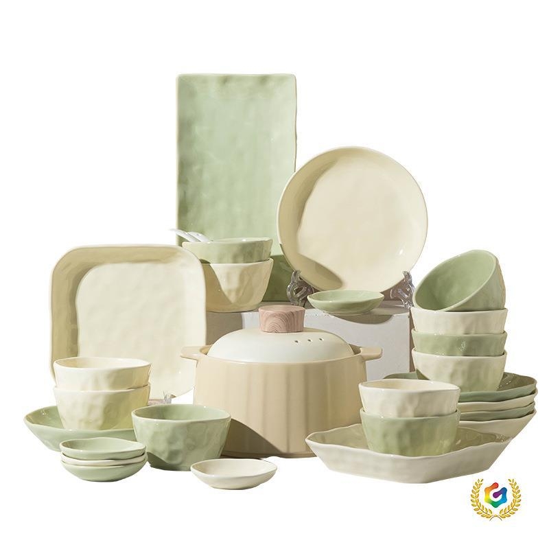 Kerámia étkészlet – Kézzel készített kínai stílusú étkészlet, tálakkal és tányérokkal, testreszabható