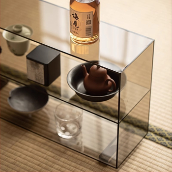 Priehľadný akrylátový stojan na vystavenie čajníka a sady čaja, stolný viacvrstvový úložný regál
