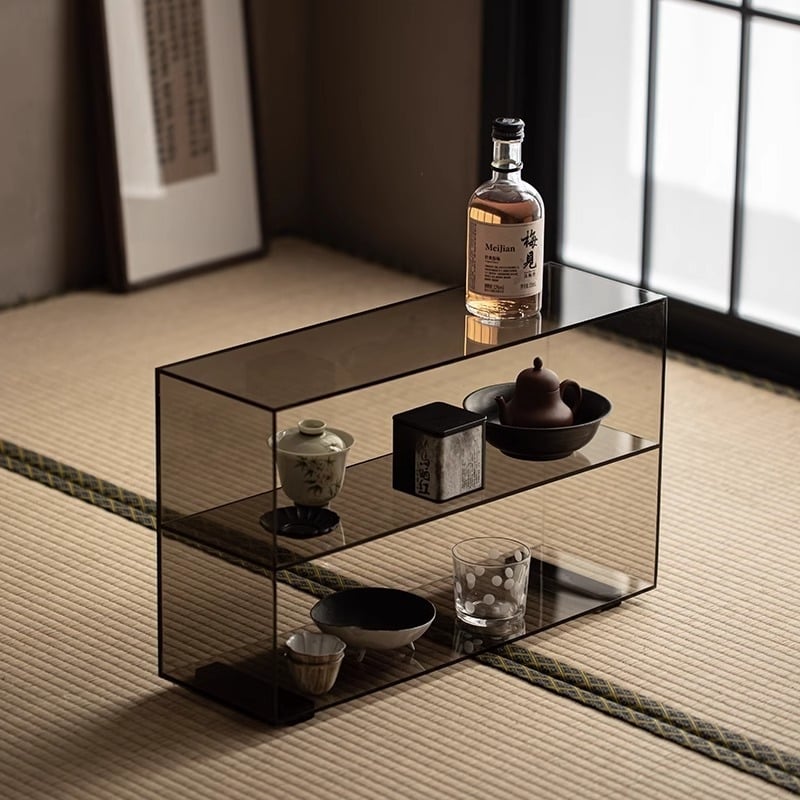 Акрилен прозрачен дисплей за чайник и чайни изделия, настолен многоетажен рафт за съхранение