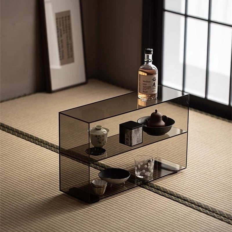Акрилен прозрачен дисплей за чайник и чайни изделия, настолен многоетажен рафт за съхранение