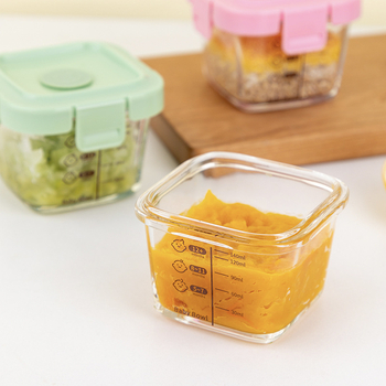 Trojedalni dječji stakleni set posuda za hranu s hermetičkim zatvaranjem, otporan na toplinu i pogodan za mikrovalnu pećnicu