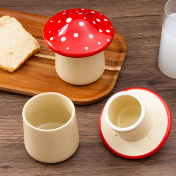 Keramička posuda za maslac s poklopcem, inspirirana gljivama, Dongyang ceramics, prilagodljiv dizajn, moderan minimalistički stil