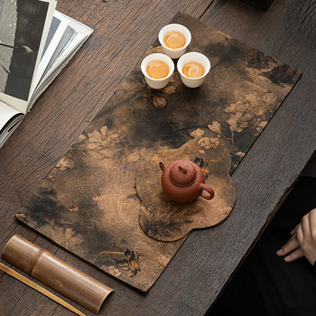 Μάτ τελετής τσαγιού — Διπλής όψης, Zen-εμπνευσμένο στυλ, πατάκι για τσαγιέρα, ύφασμα; Βάρος 0,5 kg; Συσκευασία: δίσκος