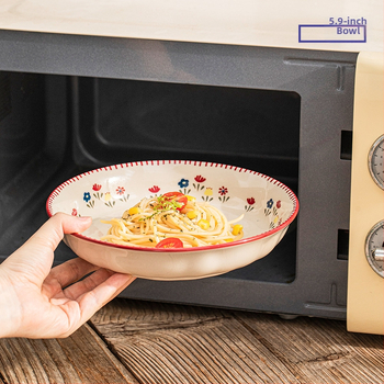 Porcelanski set za stolovanje – ojačani porcelan, pogodan za mikrovalnu pećnicu, lagani luksuzni retro stil, cvjetni uzorak, površina s glazurom u boji