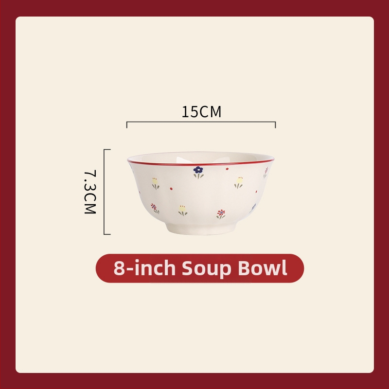 Porcelanski set za stolovanje – ojačani porcelan, pogodan za mikrovalnu pećnicu, lagani luksuzni retro stil, cvjetni uzorak, površina s glazurom u boji