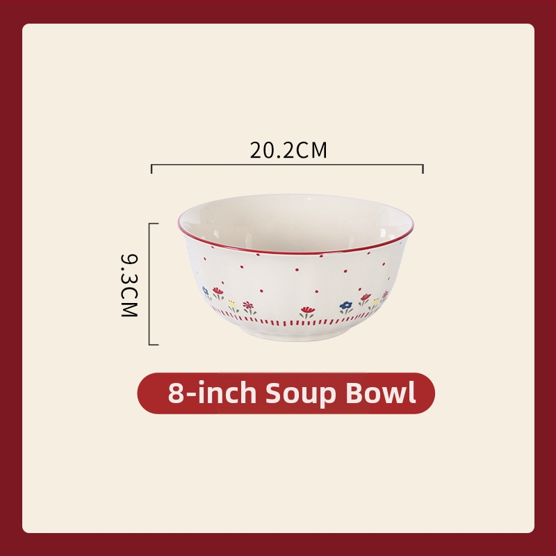 Porcelanski set za stolovanje – ojačani porcelan, pogodan za mikrovalnu pećnicu, lagani luksuzni retro stil, cvjetni uzorak, površina s glazurom u boji