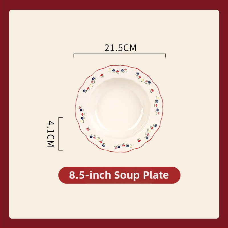 Porcelanski set za stolovanje – ojačani porcelan, pogodan za mikrovalnu pećnicu, lagani luksuzni retro stil, cvjetni uzorak, površina s glazurom u boji