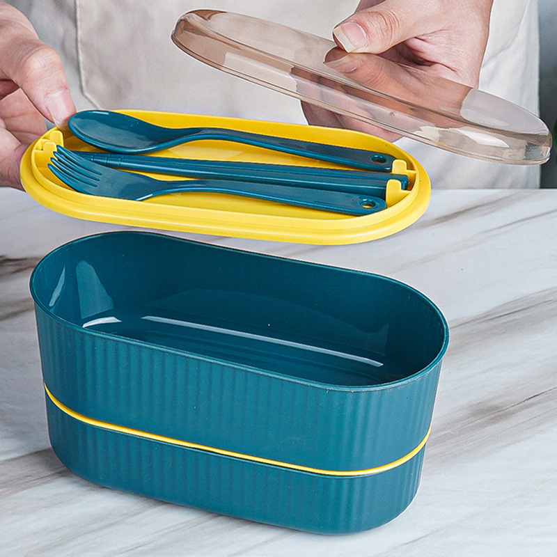 Kutija za ručak u japanskom stilu s dvostrukim slojem, okrugla plastična, zadržava toplinu, kapacitet 301–500ml / 501–800ml, nije pogodna za mikrovalnu pećnicu
