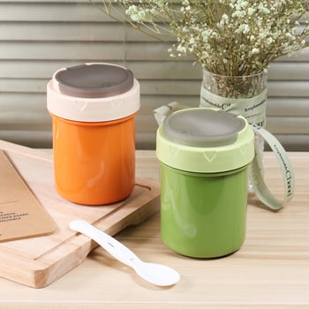 Изолиран термочаша за обяд от 304 неръждаема стомана със лъжичка, кръгла, 501–800 мл, единичен слой