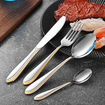 Hinsika set noža za steak, vilice i žlice od nehrđajućeg čelika 410 – 3-dijelni skup noževa, vilica i žlica, ogledni završna obrada, mogućnost privatne oznake