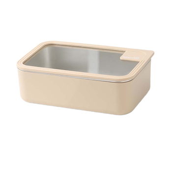 304 неръждаема стомана ланч бокс с капак от стъкло, правоъгълен, подходящ за микровълнова печка, уплътнен и без проливане, капацитет 0,5–3 л