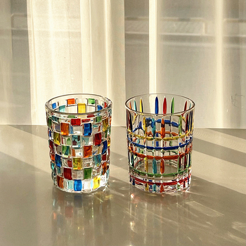 Čaša za vodu od kristalnog stakla, okrugli oblik, 200 g, ručno nacrtani motiv, moguć tisak logotipa