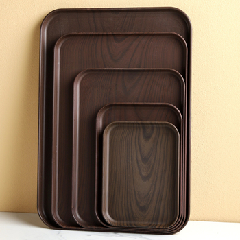 Pravokutni plastični pladanj za čaj s imitacijom drveta, za šalice i čajne setove
