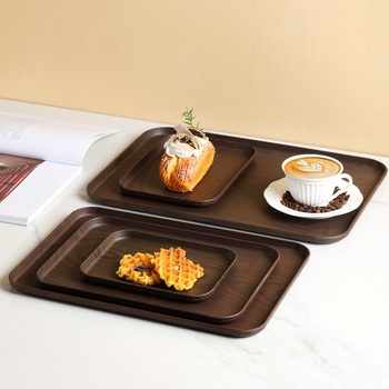 Pravokutni plastični pladanj za čaj s imitacijom drveta, za šalice i čajne setove