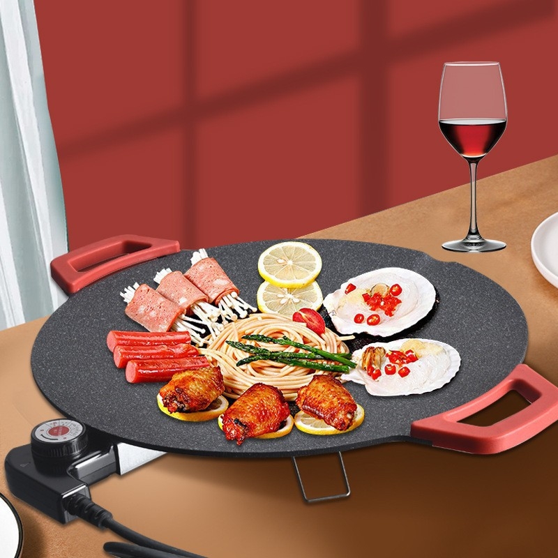 Električni grill-tiganj za kućnu upotrebu, prženje i pečenje, jednostrano grijanje, crni kristalno-keramički panel, snaga 800–899 W