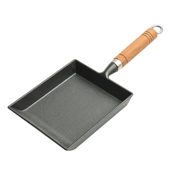 Lijevani Tamagoyaki tiganj od lijevanog željeza, neprijanjajuća površina, model DZ587, dubina 3 cm, težina 0,9 kg, pogodan za plinske i indukcijske ploče