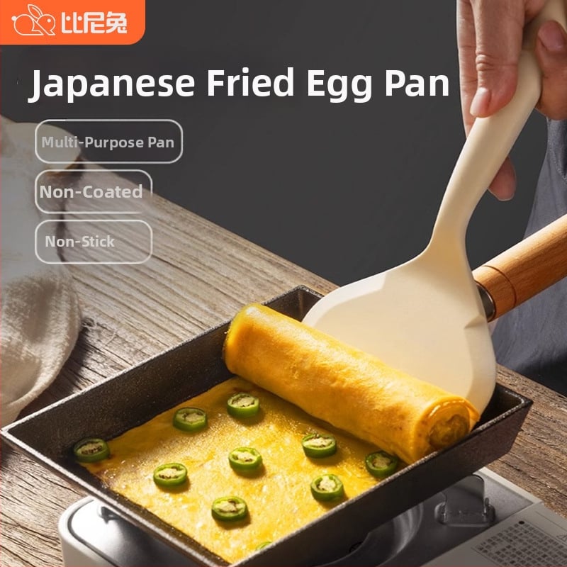 Lijevani Tamagoyaki tiganj od lijevanog željeza, neprijanjajuća površina, model DZ587, dubina 3 cm, težina 0,9 kg, pogodan za plinske i indukcijske ploče