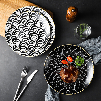Porcelanski kružni tanjur za steak, s višestrukim uzorcima, mikrovalna pogodna, mogućnost otiska logotipa