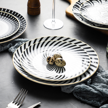 Porcelanski kružni tanjur za steak, s višestrukim uzorcima, mikrovalna pogodna, mogućnost otiska logotipa