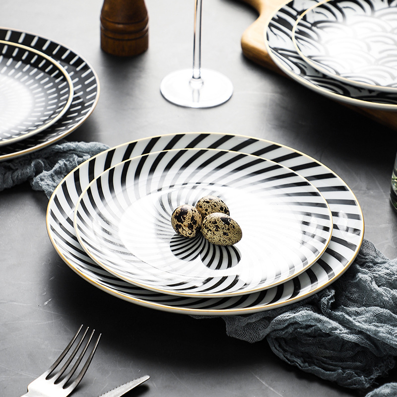 Porcelanski kružni tanjur za steak, s višestrukim uzorcima, mikrovalna pogodna, mogućnost otiska logotipa