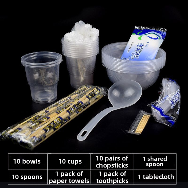 Jednorazový set riadu červenej farby pre svadobný banket — misy a poháre pre 10 osôb; Značka: Iné; Materiál: Iné; Tlač loga; Prispôsobené spracovanie