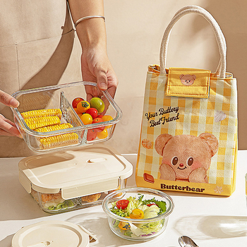 Θερμαινόμενη τσάντα γεύματος με μόνωση - φορητή, μόνωση από αλουμινιοφύλλο, μοντέρνο μινιμαλιστικό στυλ, σχέδιο αρκούδας σε καρτούν