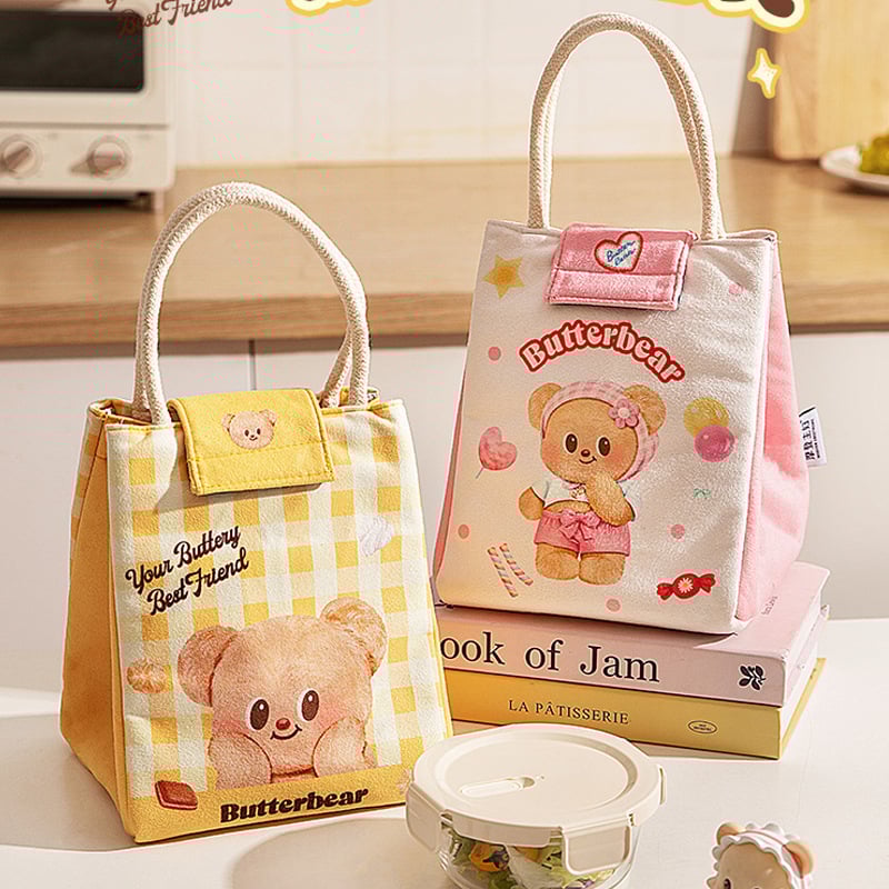 Θερμαινόμενη τσάντα γεύματος με μόνωση - φορητή, μόνωση από αλουμινιοφύλλο, μοντέρνο μινιμαλιστικό στυλ, σχέδιο αρκούδας σε καρτούν