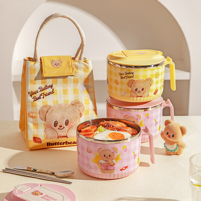 Θερμαινόμενη τσάντα γεύματος με μόνωση - φορητή, μόνωση από αλουμινιοφύλλο, μοντέρνο μινιμαλιστικό στυλ, σχέδιο αρκούδας σε καρτούν