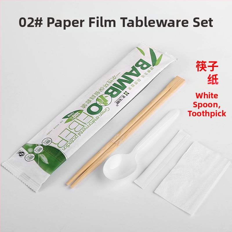 Jednorazový bambusový súbor príborov pre reštaurácie — štyri v jednom: lyžička a paličky, samostatné bambusové paličky, možnosť prispôsobenia