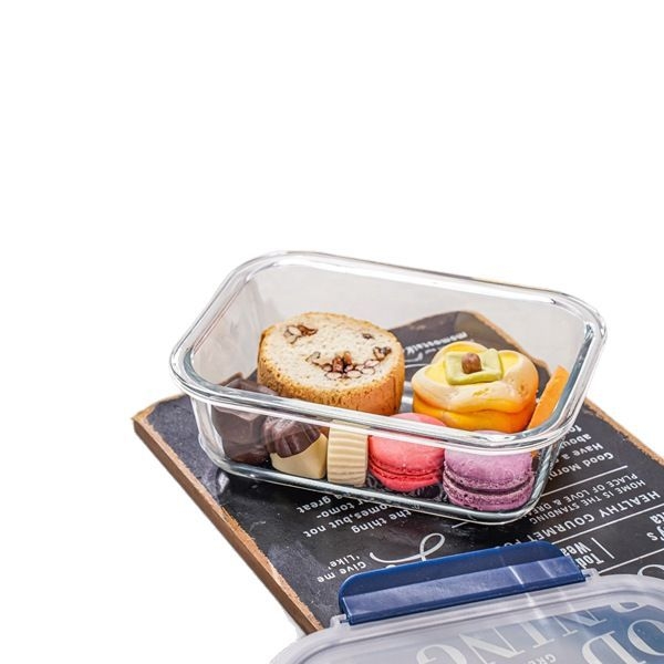 Staklena kutija za ručak od visok borosilikatnog stakla, okrugla, mikrovalna kompatibilna, vakuumska funkcija, moguć ispis logotipa
