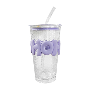 Nova staklena čaša sa slamkom i poklopcem, Instagram stil, 400 ml, prozirna za kavu i cold brew