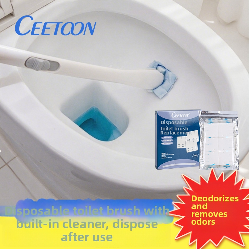 Ceetoon Sada kefy na záchod s vymeniteľnými hlavami, plastová, moderný minimalistický štýl