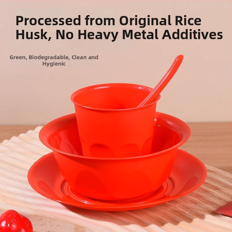 Négy darabos egyszer használatos kör plasztikus étkészlet — tálak, 3 éves szavatosság, 25/50/75/100 készlet dobozonként