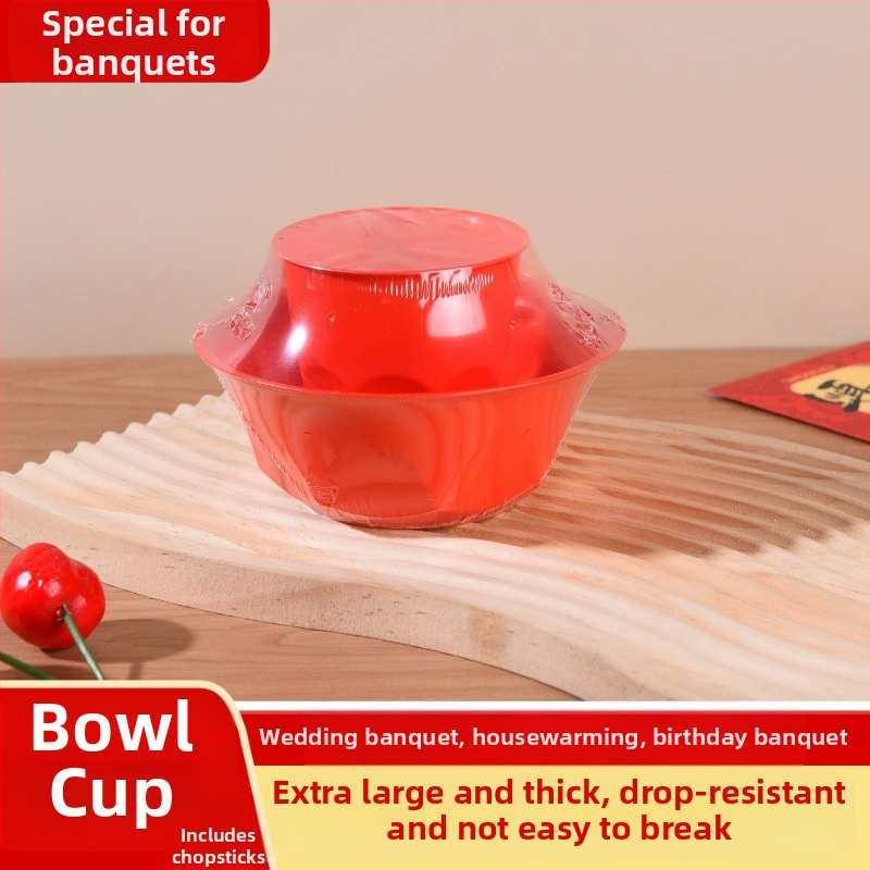 Négy darabos egyszer használatos kör plasztikus étkészlet — tálak, 3 éves szavatosság, 25/50/75/100 készlet dobozonként