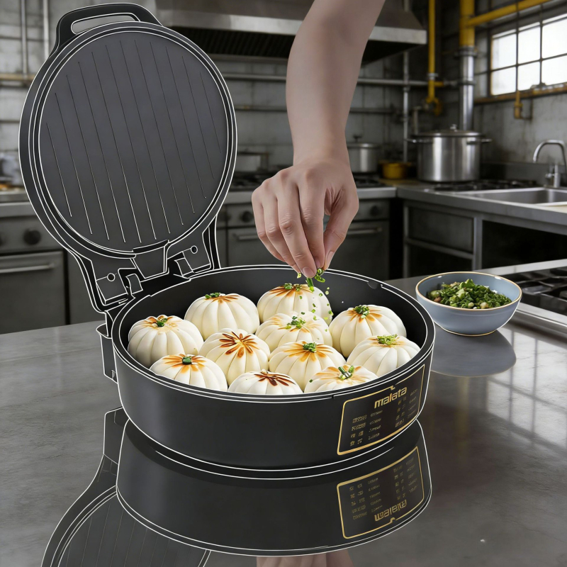 Malata Wanlida Dvostrani električni wok i palačinka tiganj – 1300W, 220V, 50Hz, Mehaničko upravljanje, Funkcije: dinstanje, prženje, pečenje