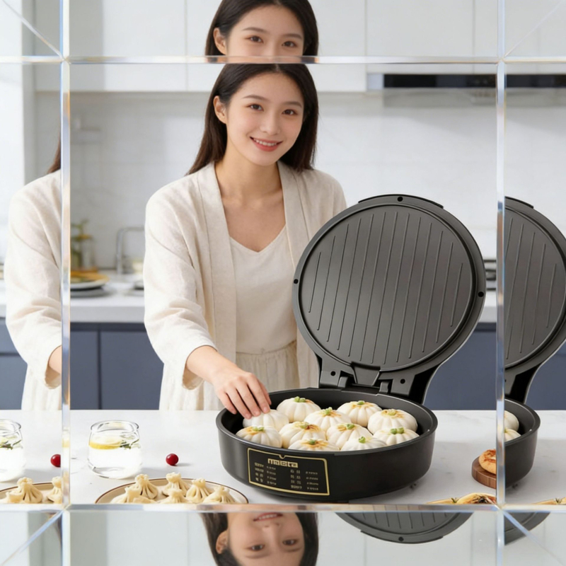 Malata Wanlida Dvostrani električni wok i palačinka tiganj – 1300W, 220V, 50Hz, Mehaničko upravljanje, Funkcije: dinstanje, prženje, pečenje