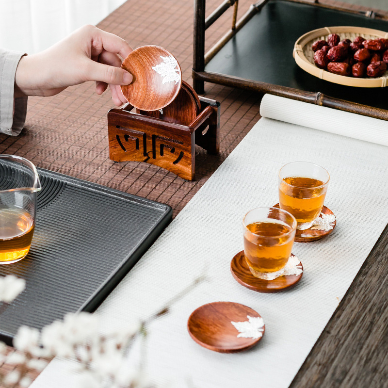 Ξύλινο σετ δίσκου τσαγιού με θήκη φλυτζανιού — μοντέρνο μινιμαλιστικό στυλ, προέλευση Dehua, μάρκα Grand Shantang