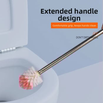 Perie pentru toaletă cu mâner lung și tijă din oțel inoxidabil pentru curățarea pereților și tavanelor, greutate 70 g, brand Five strokes, lansare primăvară 2021