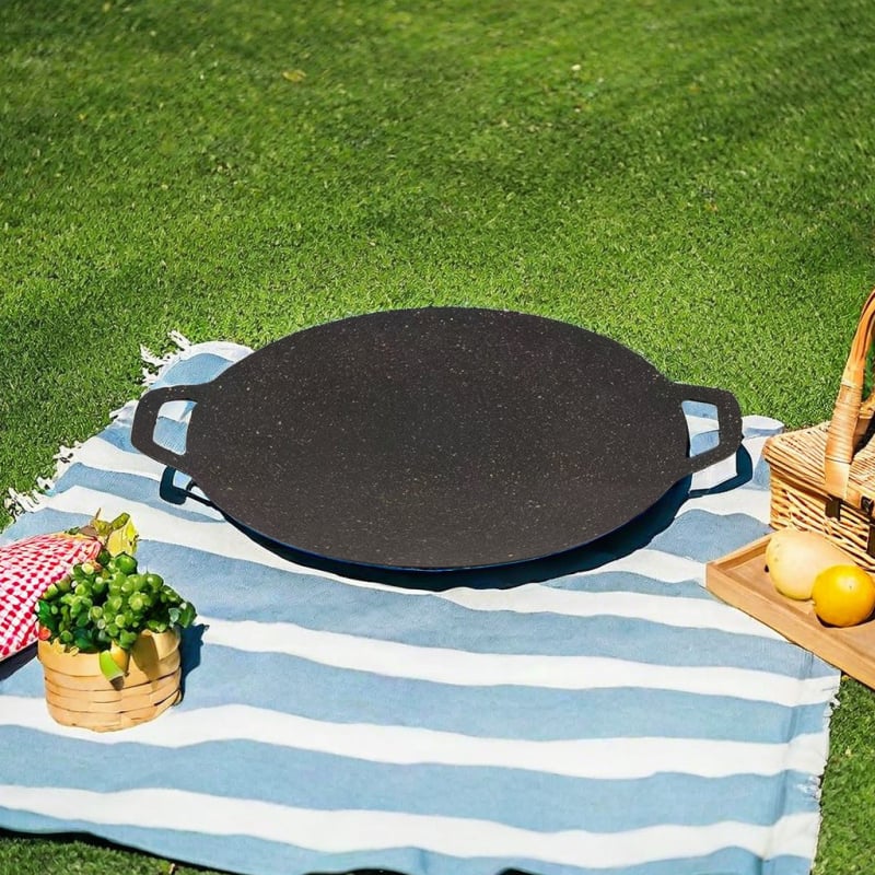 Преносима кръгла чугунена плоча за теппаняки, корейски стил, антизалепваща повърхност